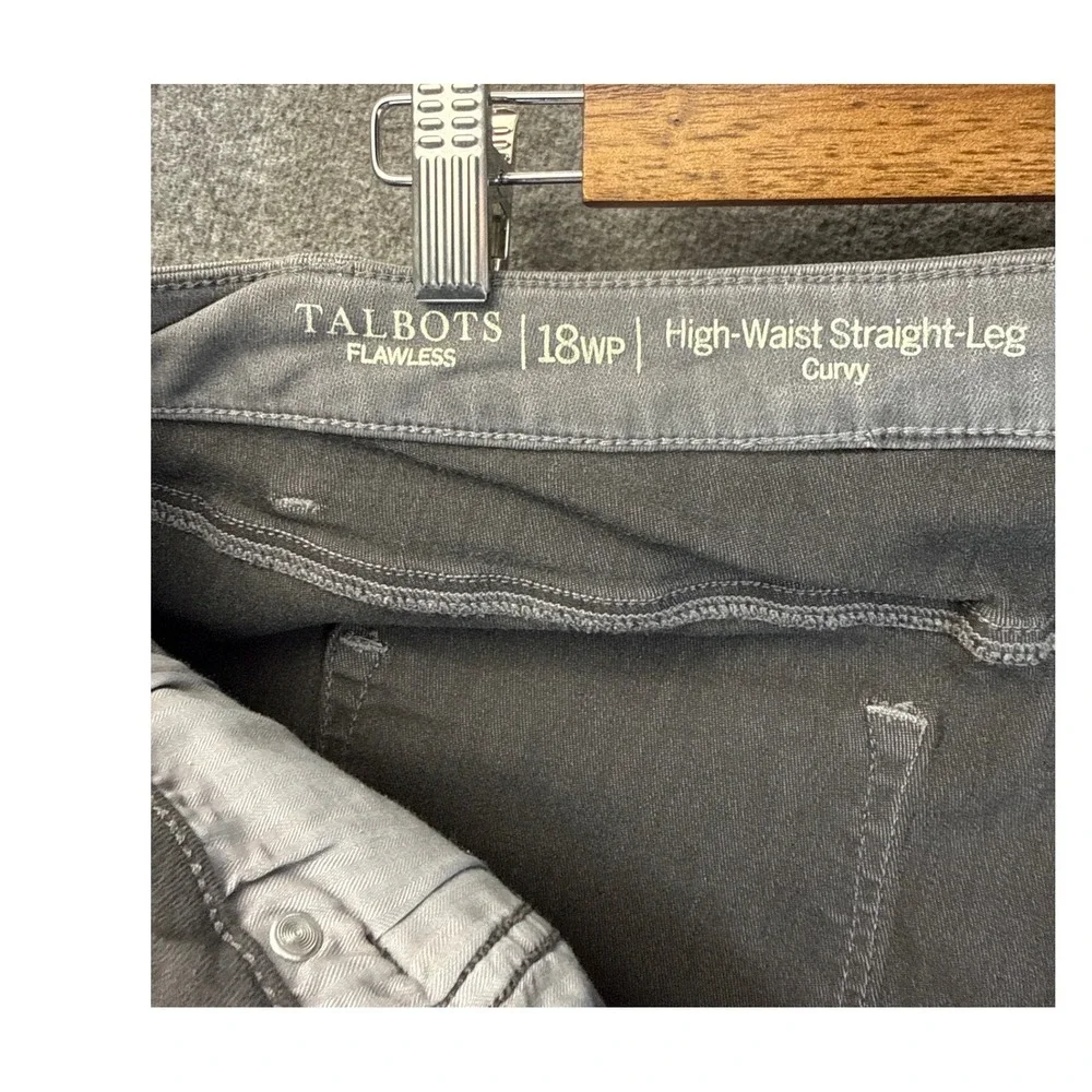 New Talbots Straight Leg Jeans Womens 18WP Grey High Waist Curvy Plus Petite Nwt